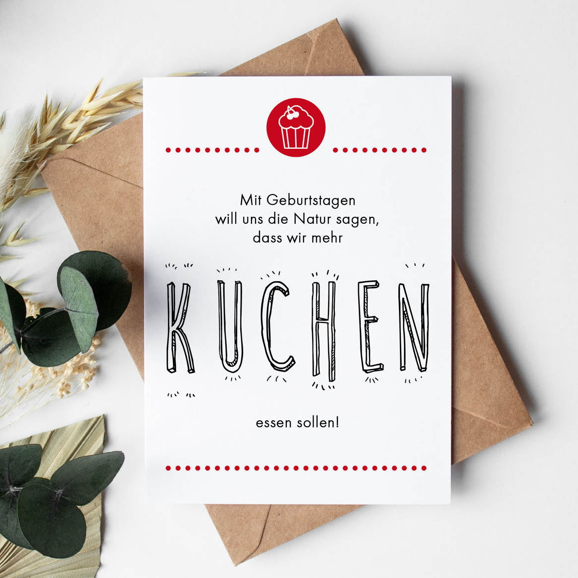 Glückwunsch - Postkarte: Mehr Kuchen Individuelle Einladung