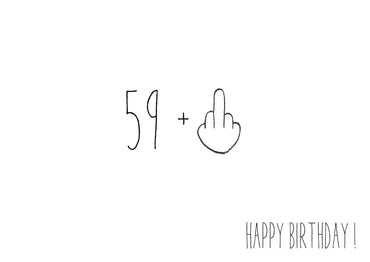 Glückwunsch - Postkarte: 59 + Mittelfinger