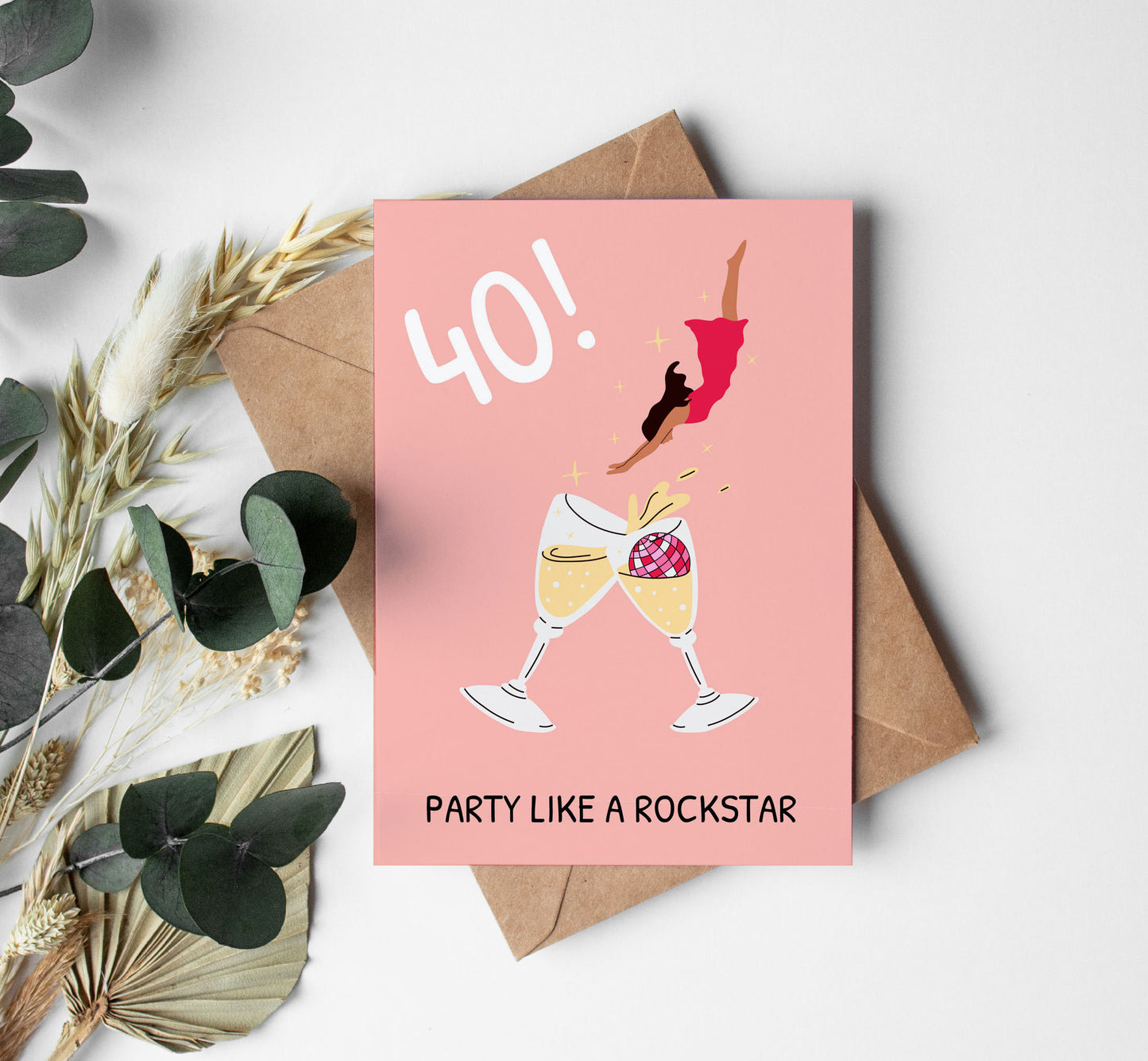 Glückwunsch Postkarte zum 40 Geburtstag: PARTY LIKE A ROCKSTAR