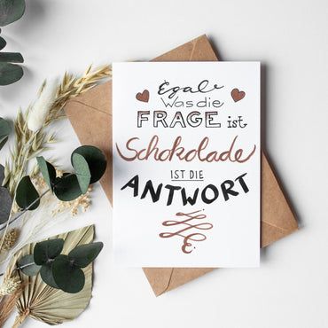 Geburtstagskarte: Schokolade ist die Antwort