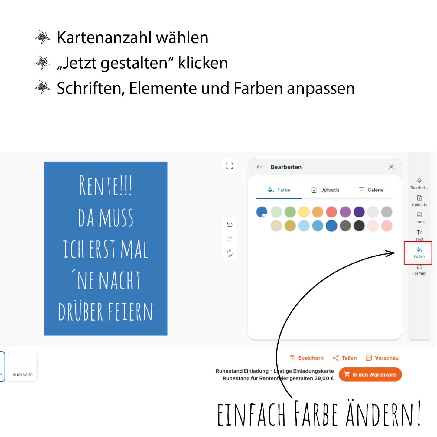 Ruhestand Einladung – Lustige Einladungskarte Ruhestand für Rentenfeier gestalten - Individuelle Einladung