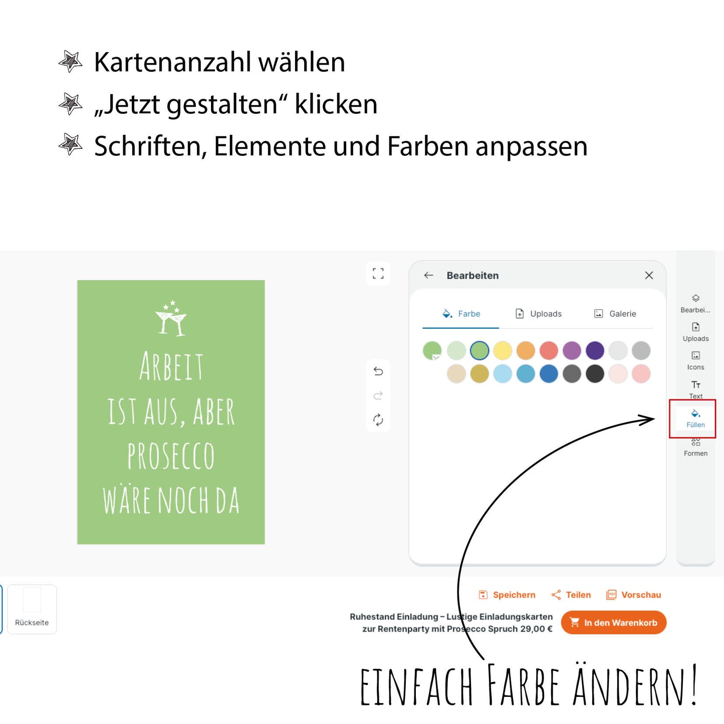 Ruhestand Einladung – Lustige Einladungskarten zur Rentenparty mit Prosecco Spruch - Individuelle Einladung