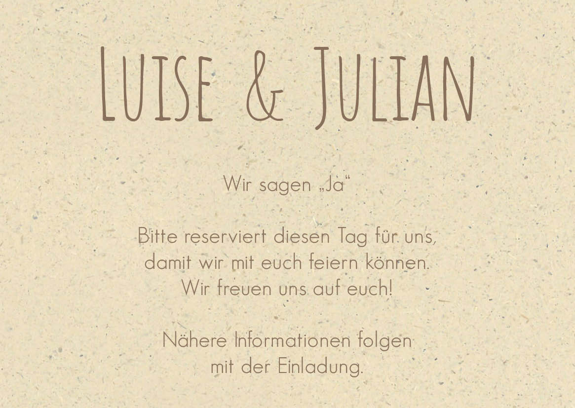 Save the Date Karten: Graspapier Naturliebe