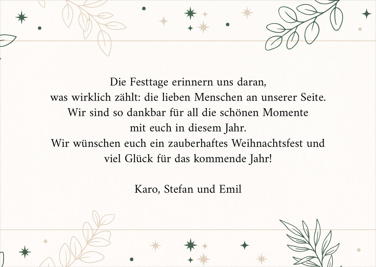 Weihnachtskarte personalisiert – „Festtagsgrün“