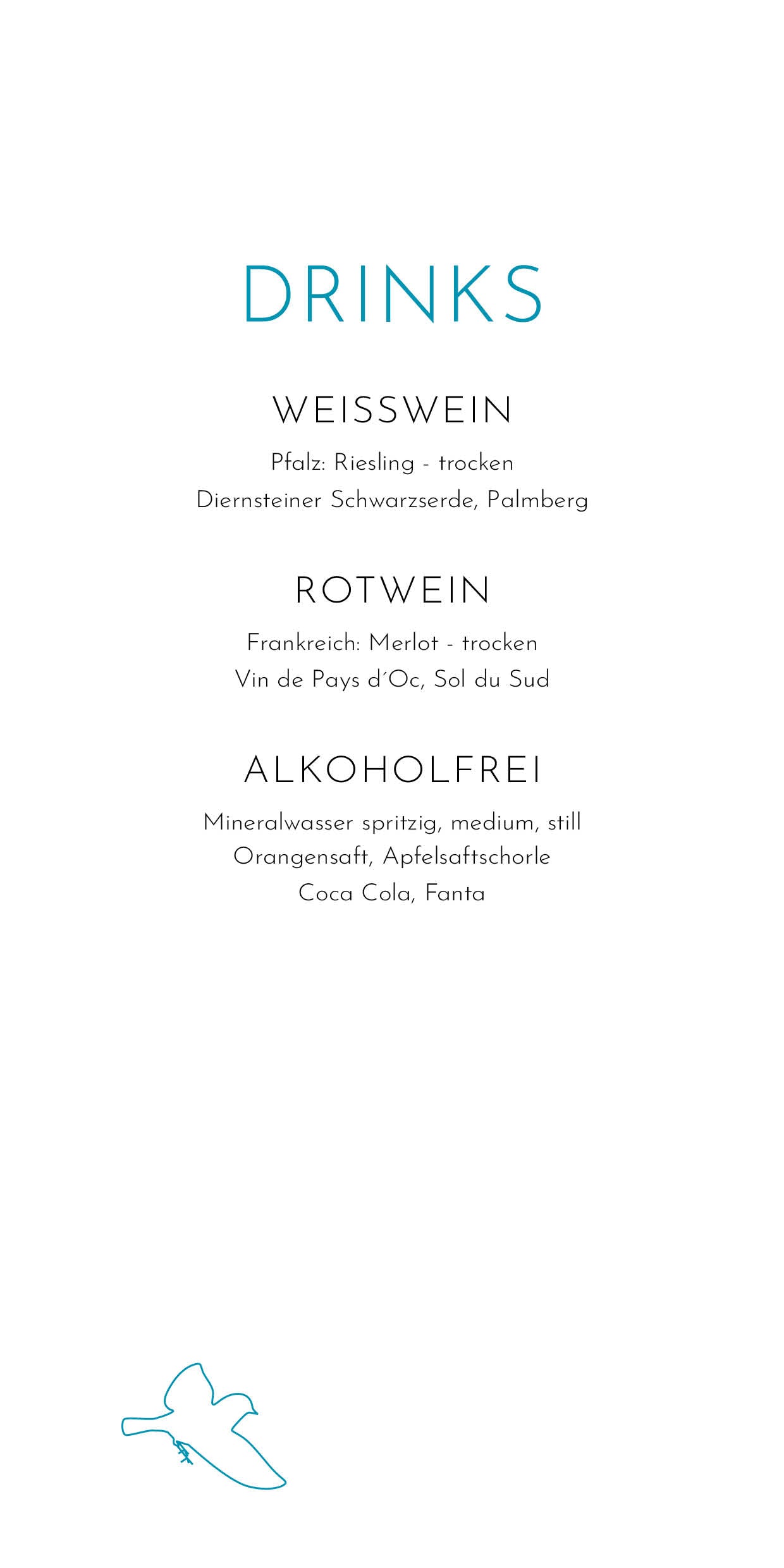 Menükarten: Spatzen blau - Individuelle Einladung