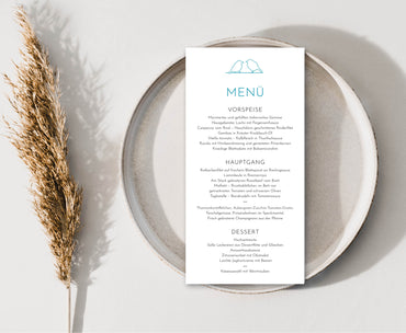 Menükarten: Spatzen blau - Individuelle Einladung