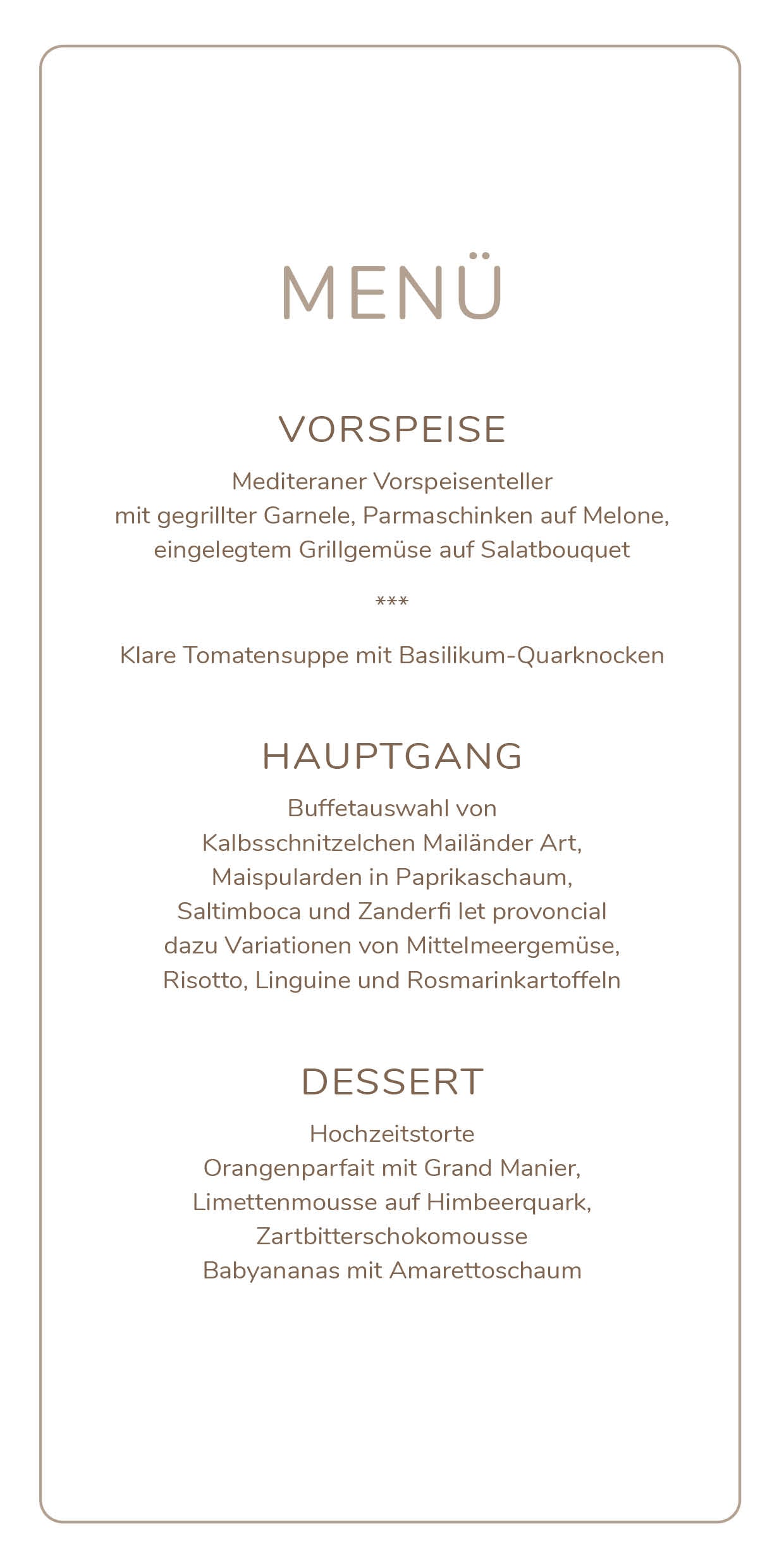 Menükarten: Trauung & Taufe - Individuelle Einladung