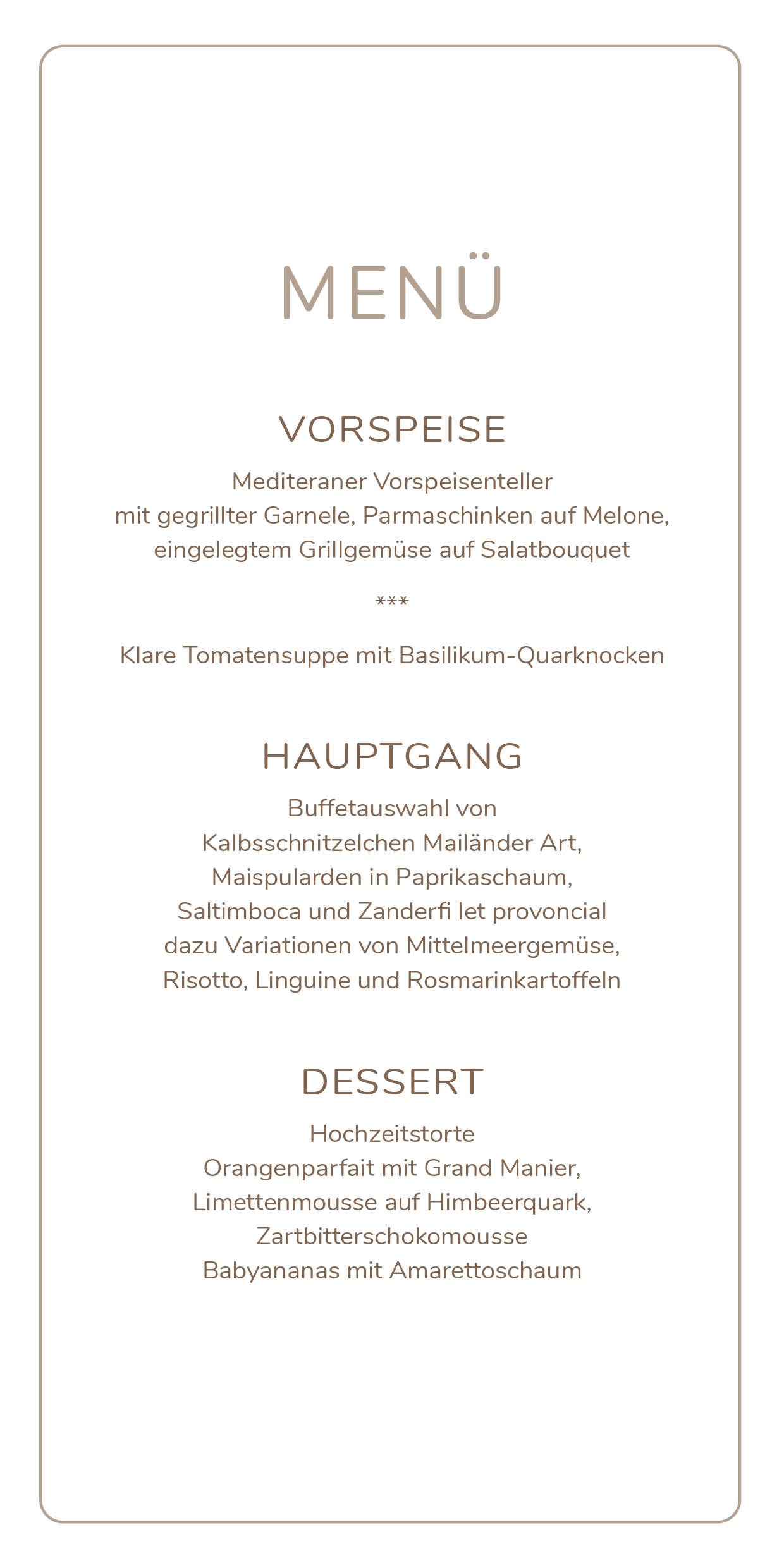 Menükarten zur Hochzeit: Trauung & Taufe