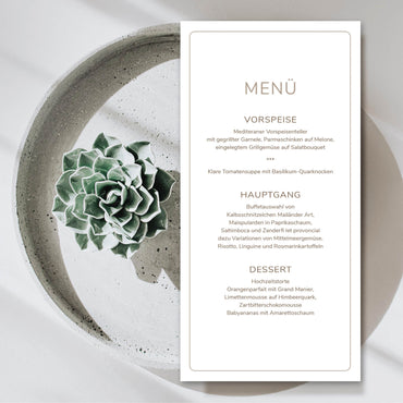 Menükarten: Trauung & Taufe - Individuelle Einladung