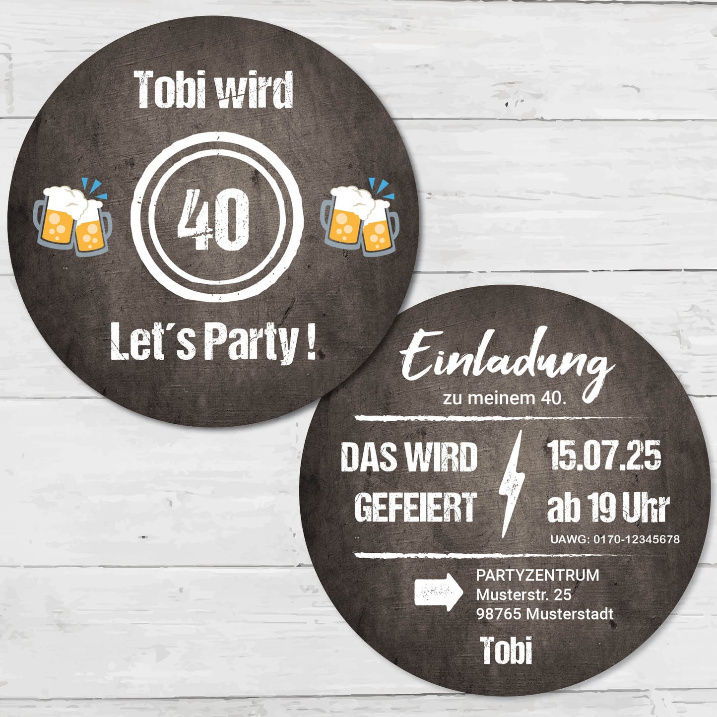 Bierdeckel Einladung: Let´s Party! - Individuelle Einladung