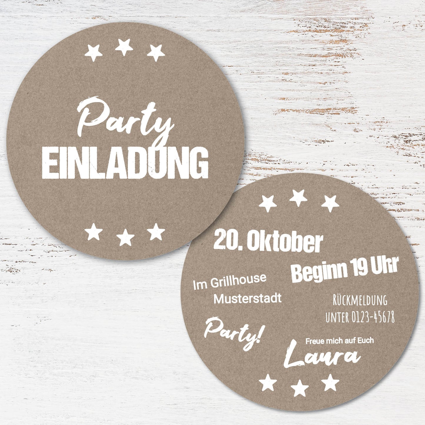 Bierdeckel Einladung: Rustikal - Individuelle Einladung