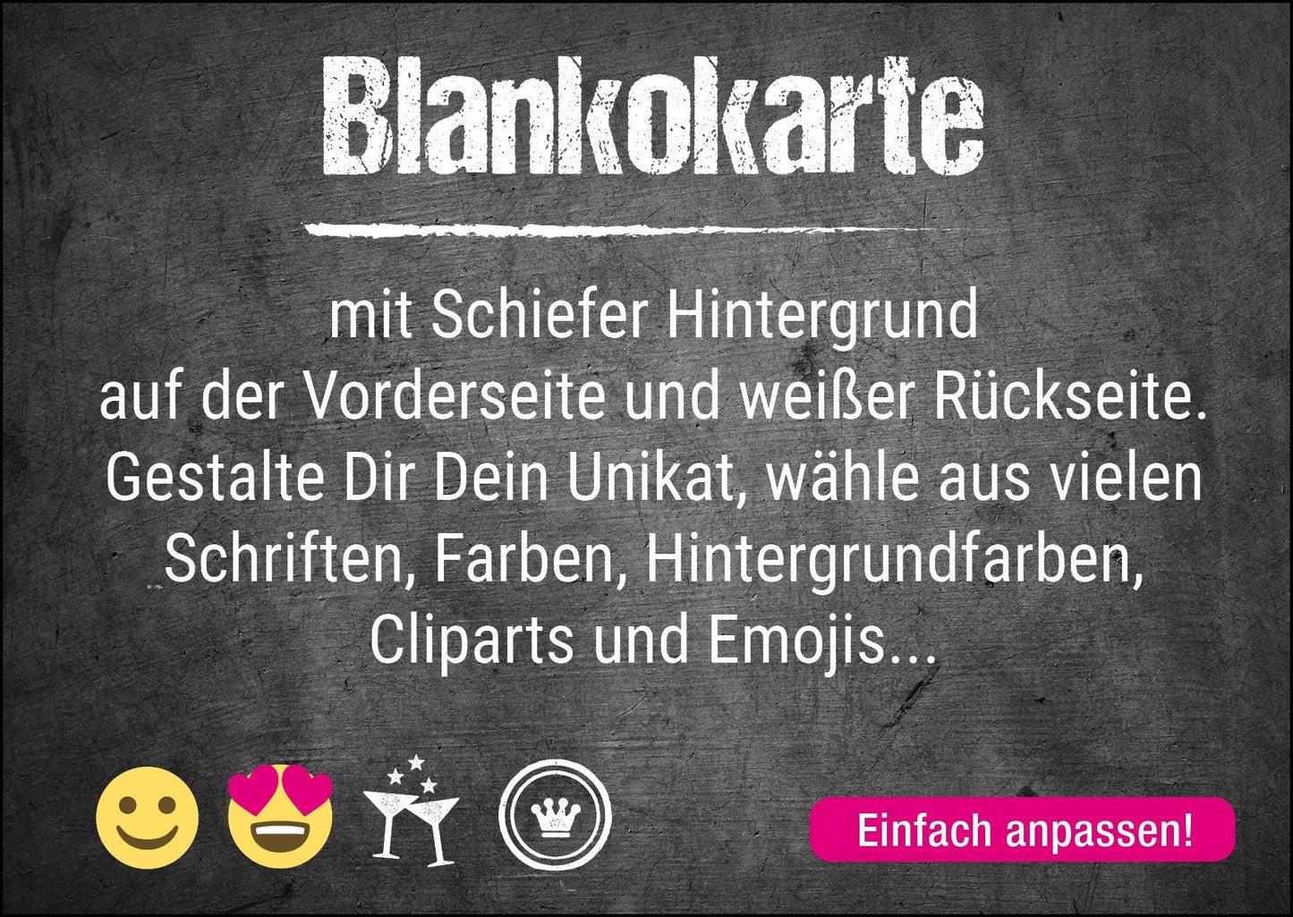 Blankokarte - DIN A6 Querformat mit Schiefer Hintergrund Individuelle Einladung