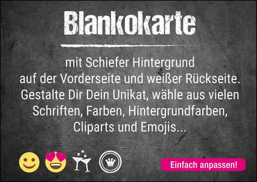 Blankokarte - DIN A6 Querformat mit Schiefer Hintergrund Individuelle Einladung