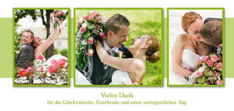 Danksagungskarten zur Hochzeit: Namen in Grün Individuelle Einladung