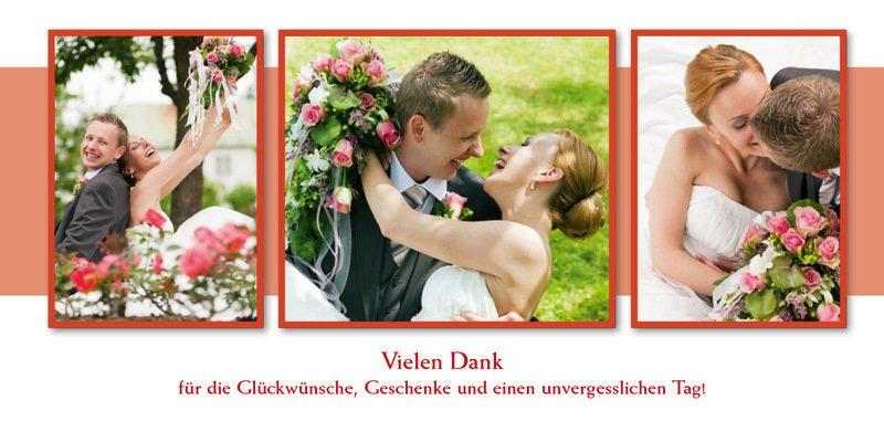 Danksagungskarten zur Hochzeit: Namen in Rot Individuelle Einladung