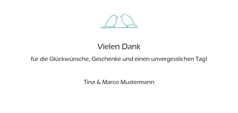 Danksagungskarten zur Hochzeit: Spatzen blau Individuelle Einladung