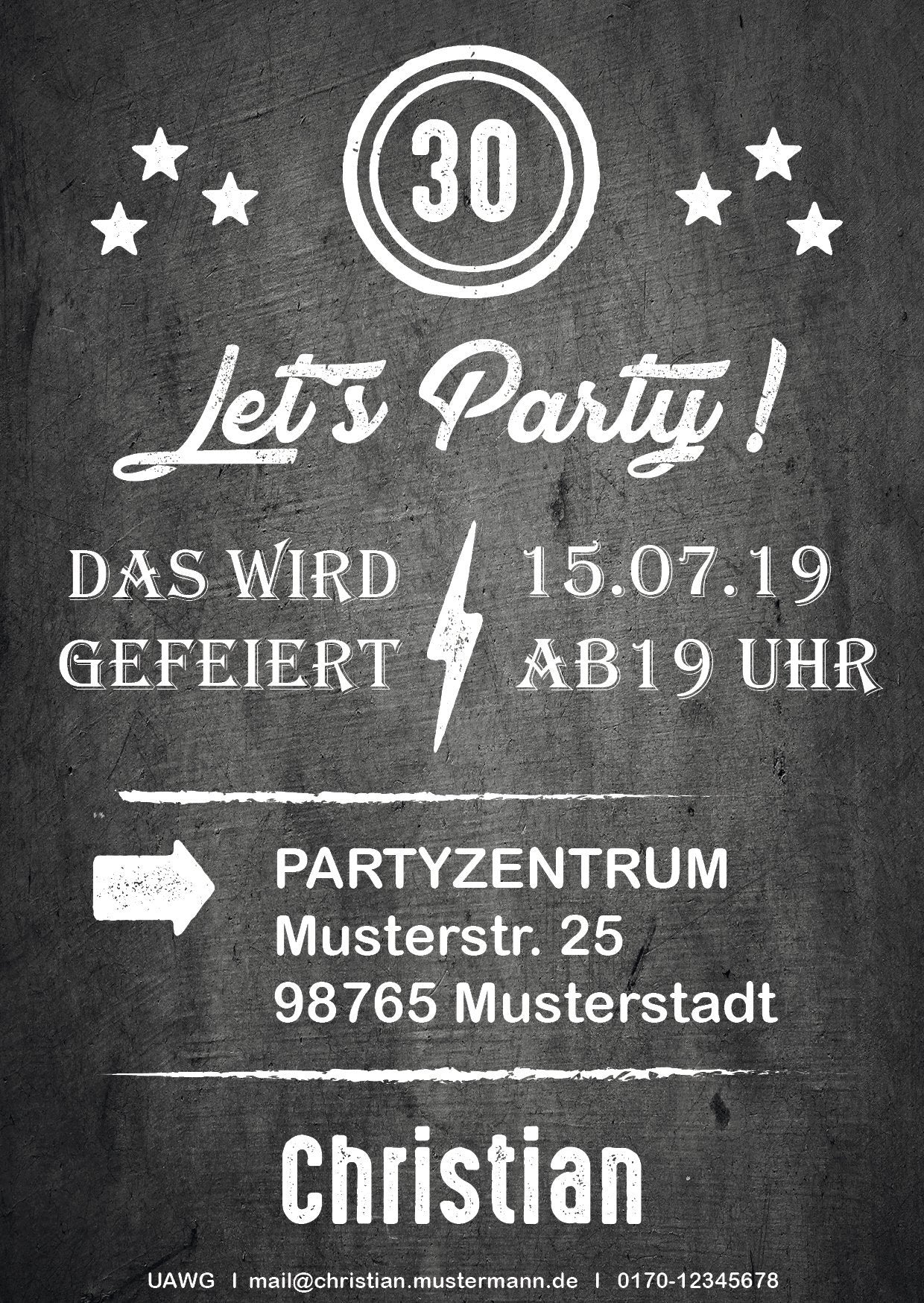 Einladung zum 30. Geburtstag: Let´s Party Individuelle Einladung