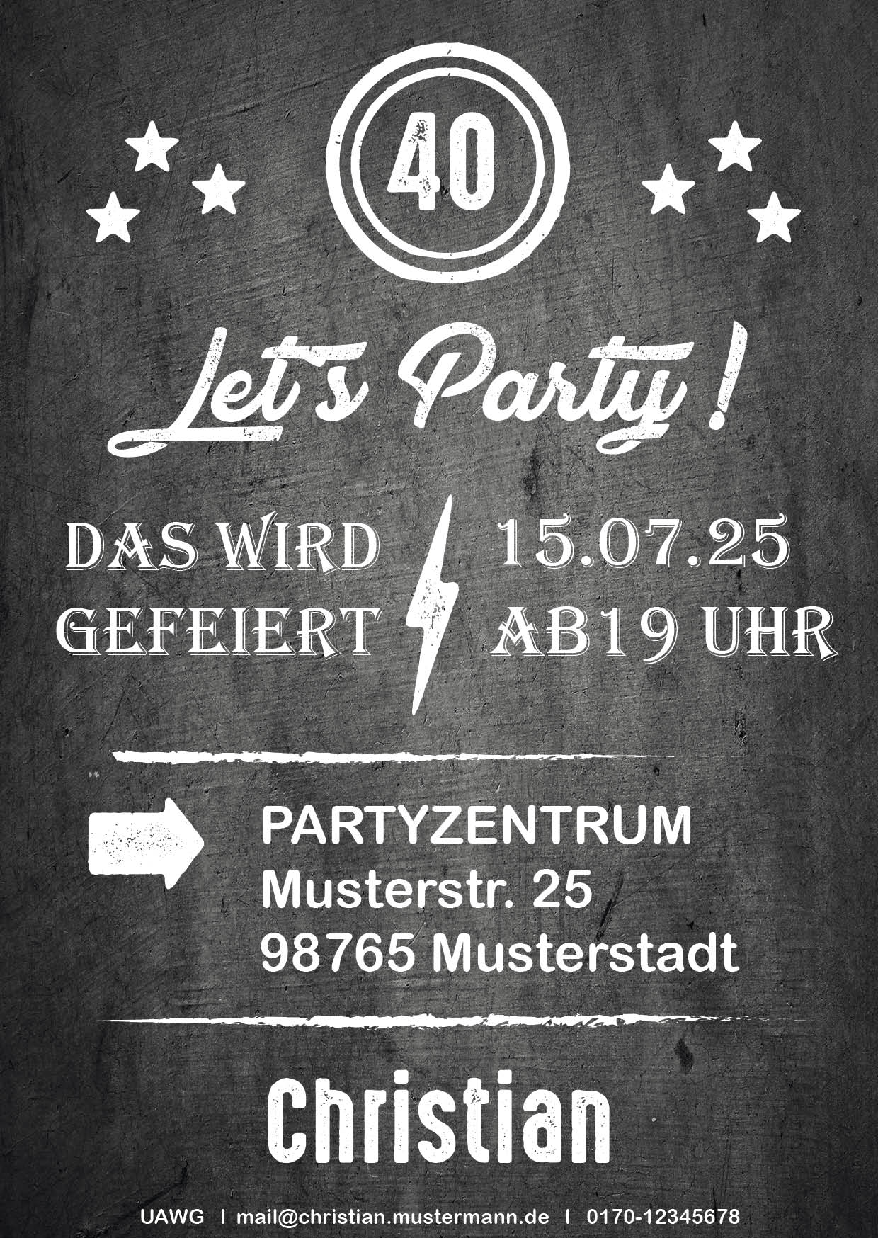 Einladung zum 40. Geburtstag: Let´s Party - Individuelle Einladung