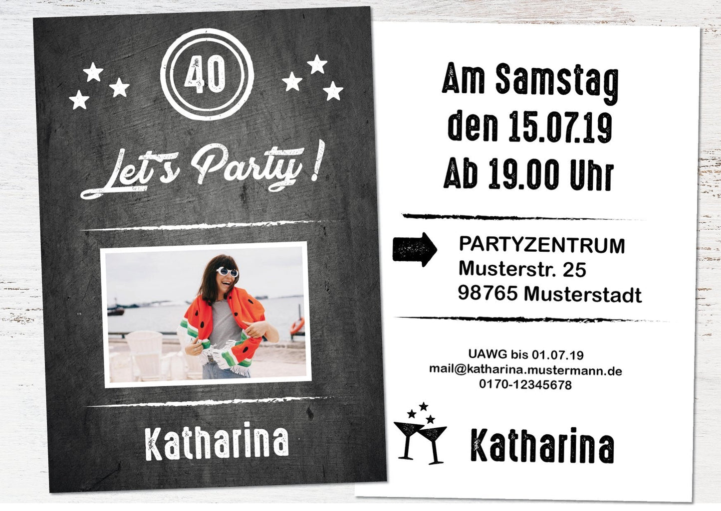 Einladung zum 40. Geburtstag: Let´s Party - mit Foto - Individuelle Einladung