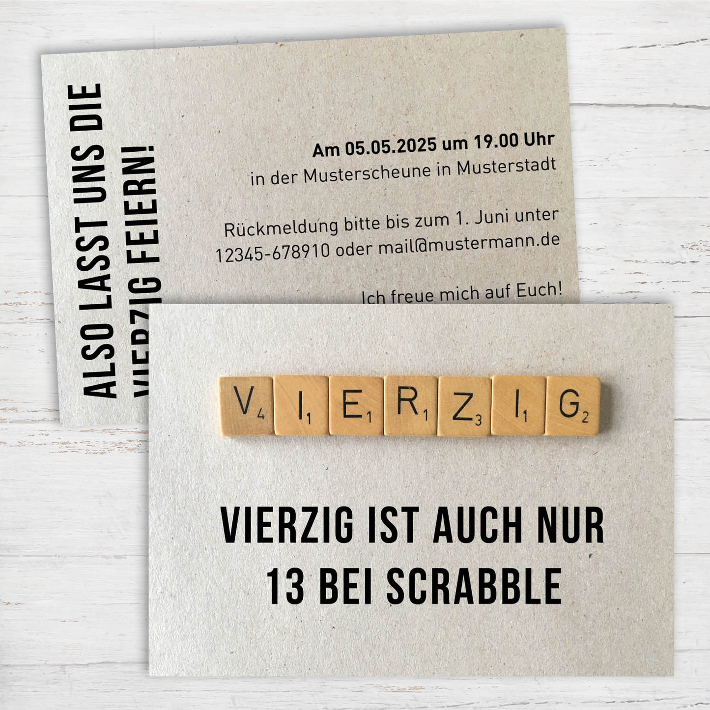 Einladung zum 40. Geburtstag: Scrabble Individuelle Einladung