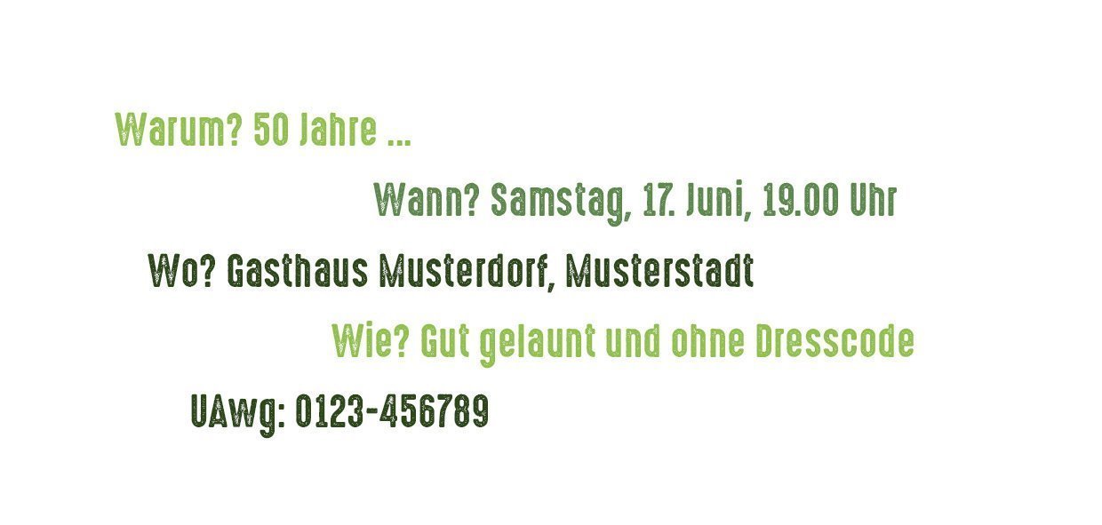 Einladung zum 50. Geburtstag: Chillen, Welt verbessern Individuelle Einladung