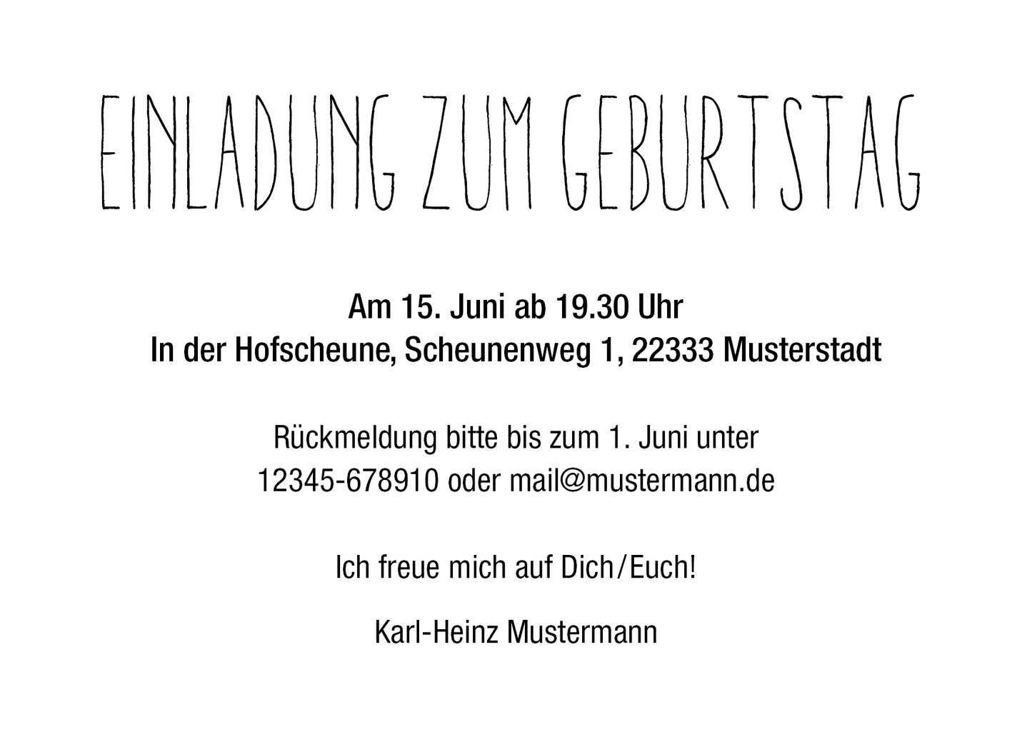 Einladung zum 50. Geburtstag: Erst 50 Individuelle Einladung
