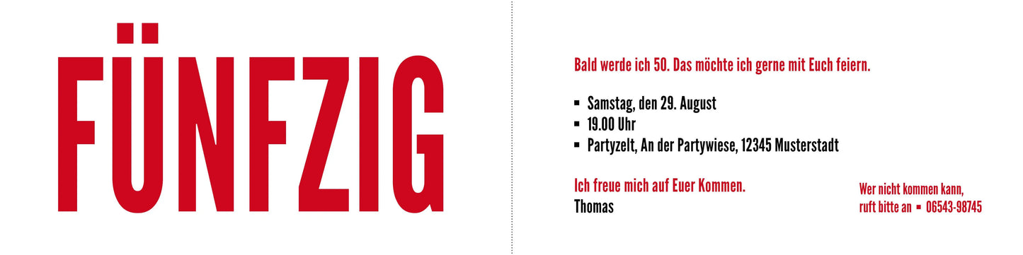 Einladung zum 50. Geburtstag: FIX UND... FÜNFZIG Individuelle Einladung