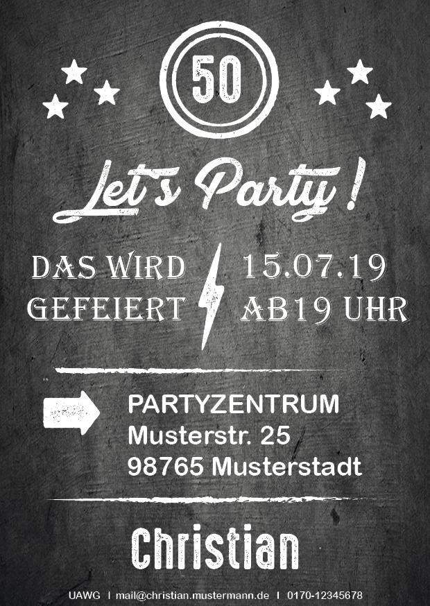 Einladung zum 50. Geburtstag: Let´s Party Individuelle Einladung