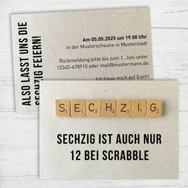 Einladung zum 60. Geburtstag: Scrabble Individuelle Einladung