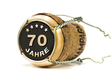 Einladung zum 70. Geburtstag: Bild von Champagner Korken Individuelle Einladung