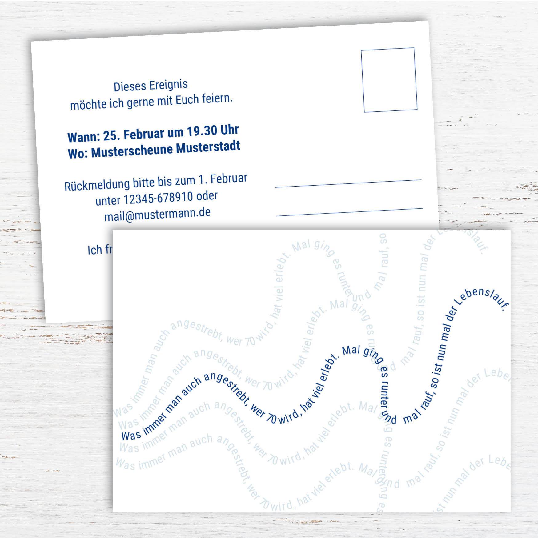 Einladung zum 70. Geburtstag: Lebenslauf Individuelle Einladung