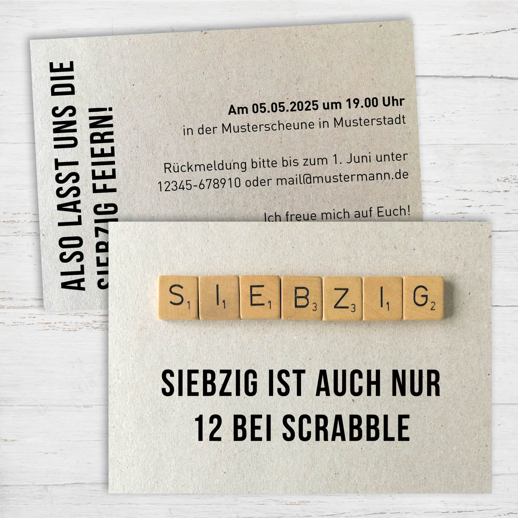 Einladung zum 70. Geburtstag: Scrabble Individuelle Einladung