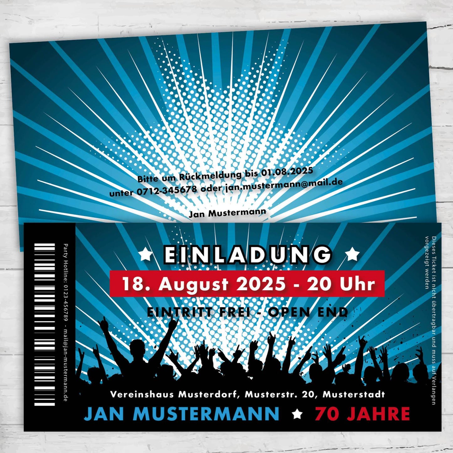 Einladung zum 70. Geburtstag: Ticket Individuelle Einladung