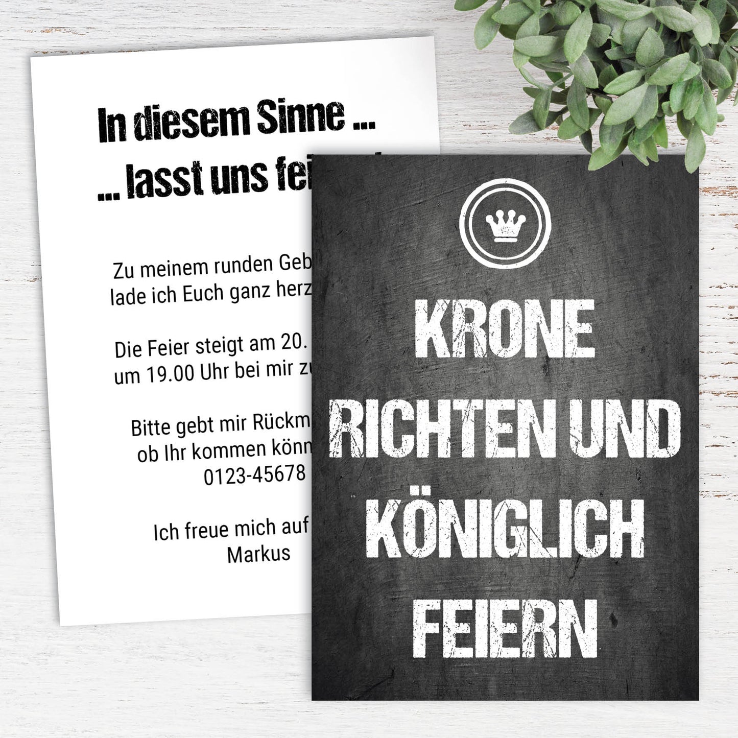 Einladung zum Geburtstag: Krone richten und königlich feiern Individuelle Einladung