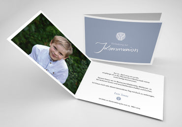 Einladung zur Kommunion: Kelch - Blau Individuelle Einladung