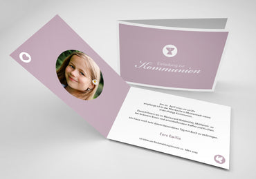 Einladung zur Kommunion: Kelch - Roséfarben Individuelle Einladung