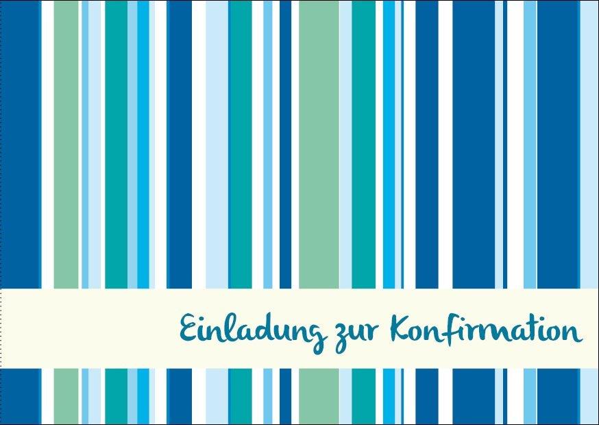 Einladung zur Konfirmation: Streifenmuster blau Individuelle Einladung