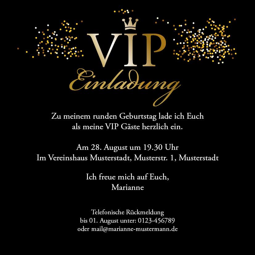 Einladung zur VIP Party Individuelle Einladung