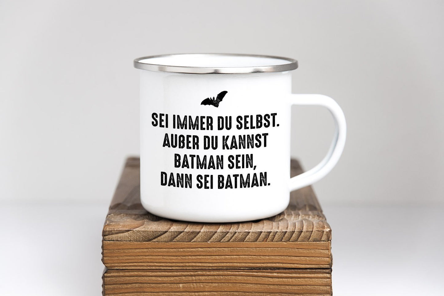 Emaille Tasse "Batman" - Individuelle Einladung