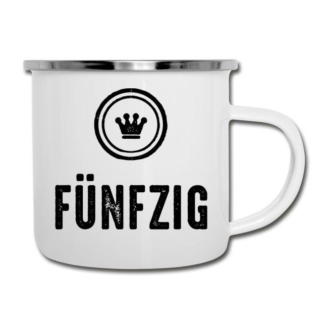 Emaille Tasse "Fünfzig" - Individuelle Einladung