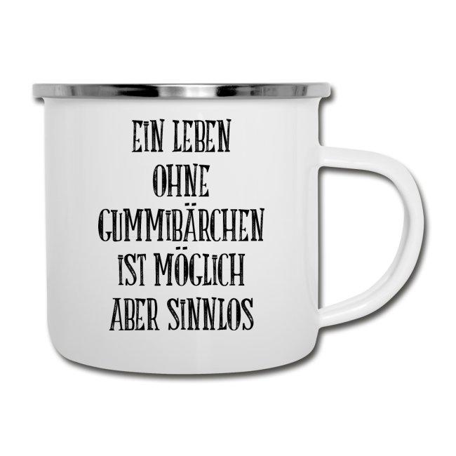 Emaille Tasse "Leben ohne Gummibärchen" - Individuelle Einladung