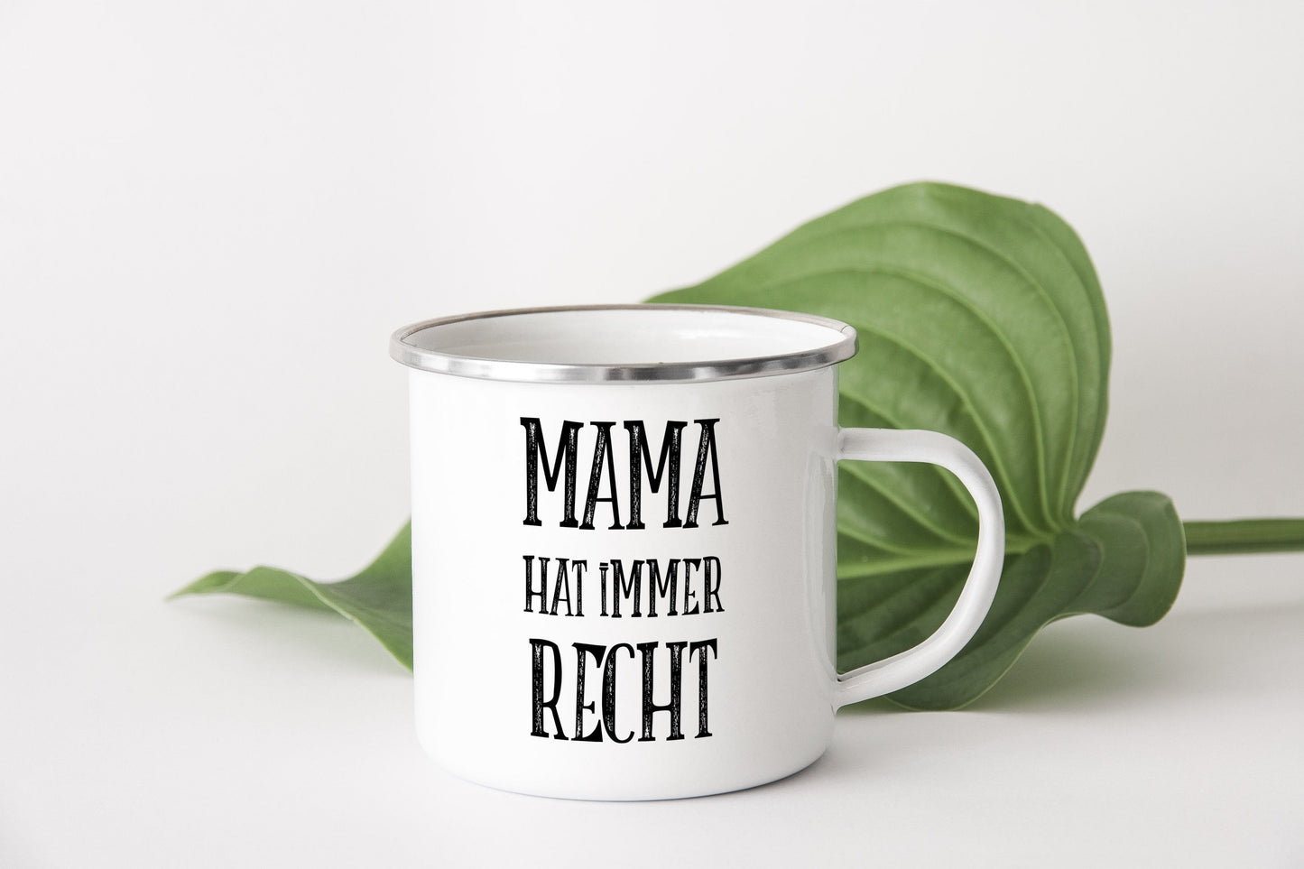 Emaille Tasse "MAMA HAT IMMER RECHT" - Individuelle Einladung