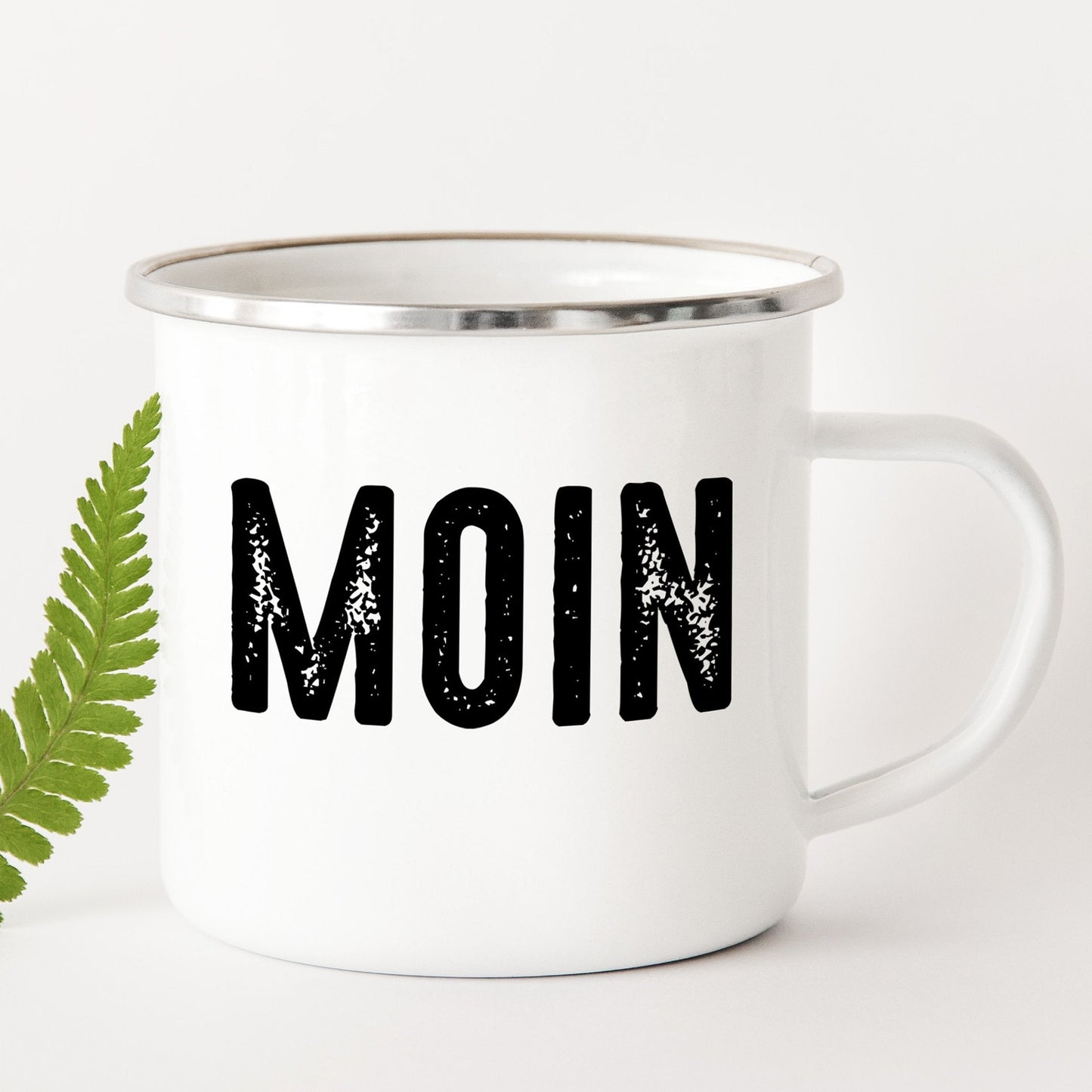 Emaille Tasse "MOIN" - Individuelle Einladung