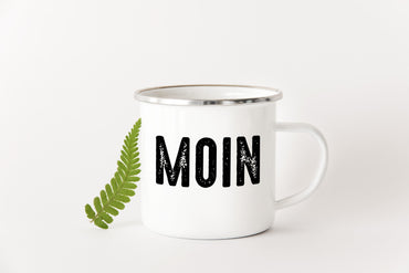 Emaille Tasse "MOIN" - Individuelle Einladung