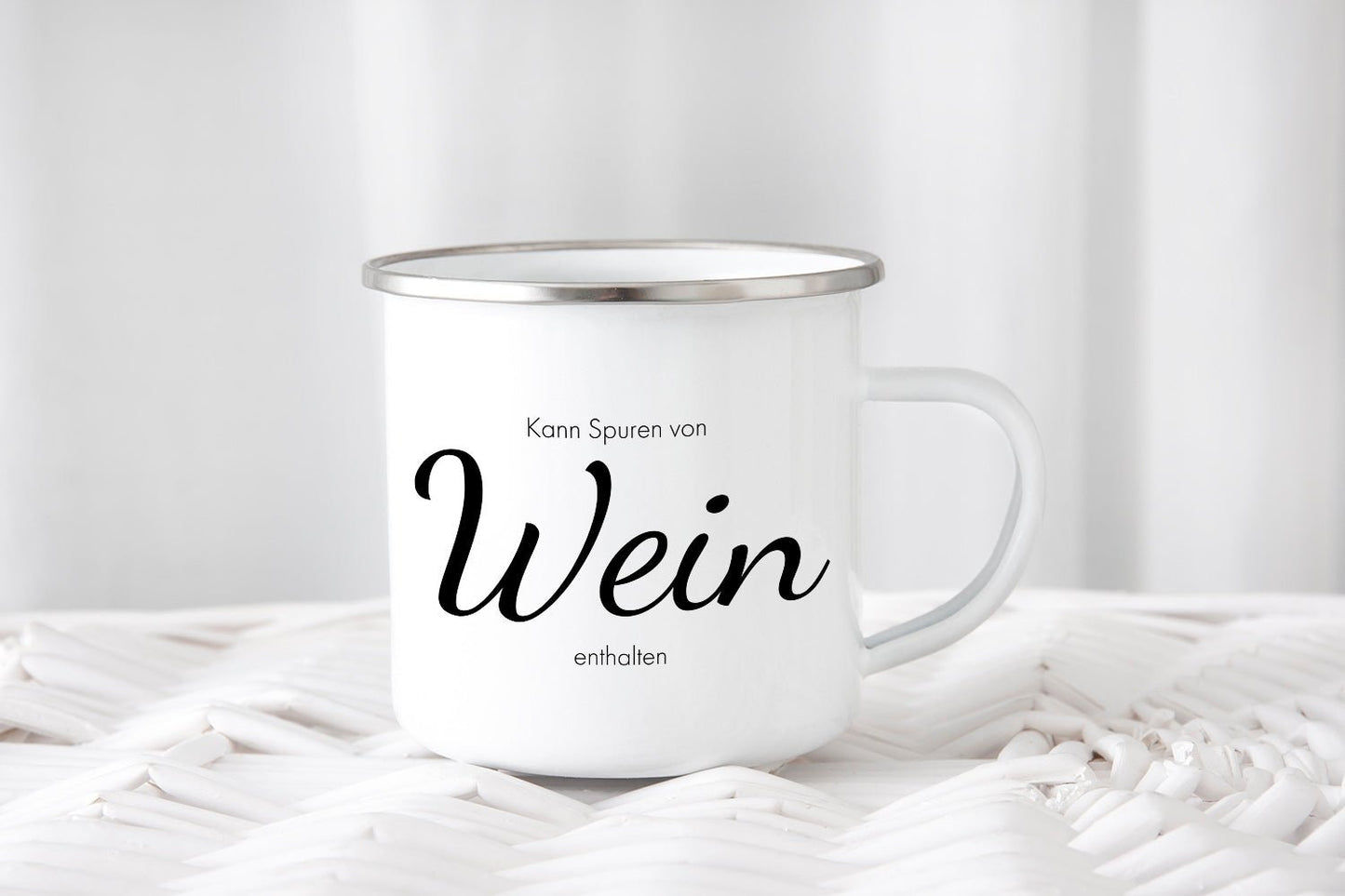 Emaille Tasse "Weinspuren..." - Individuelle Einladung