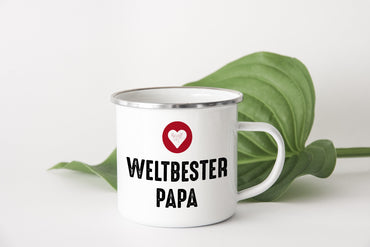 Emaille Tasse "Weltbester Papa" - Individuelle Einladung