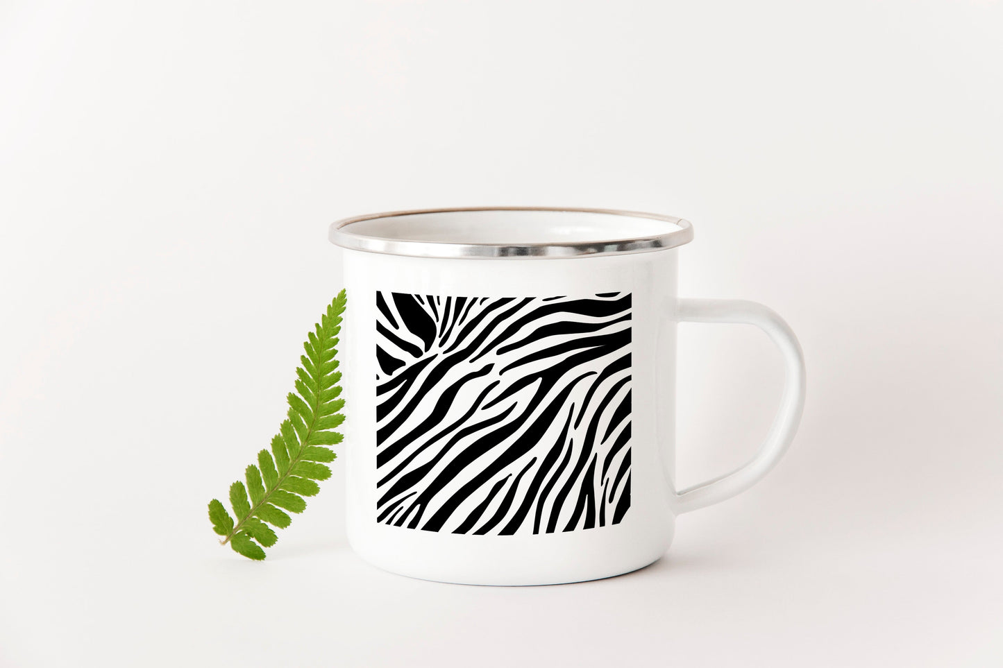 Emaille Tasse "Zebramuster" - Individuelle Einladung