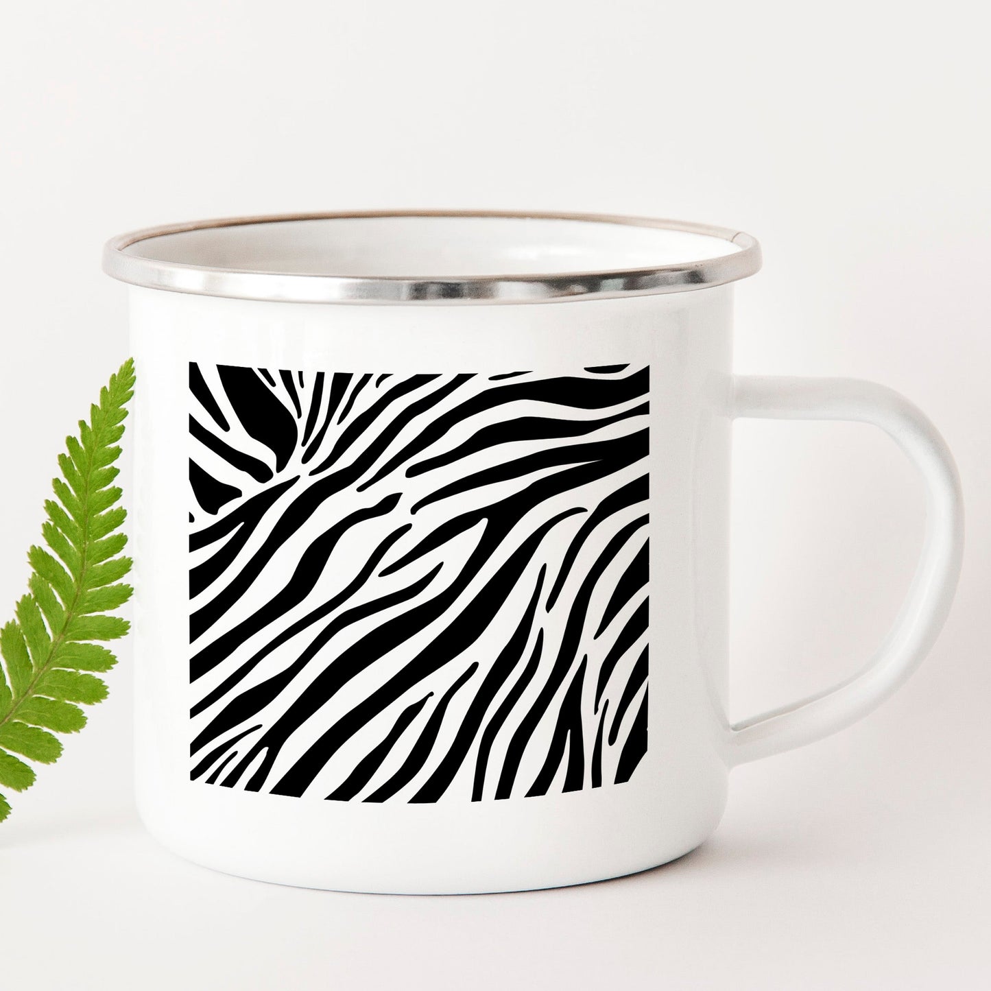 Emaille Tasse "Zebramuster" - Individuelle Einladung