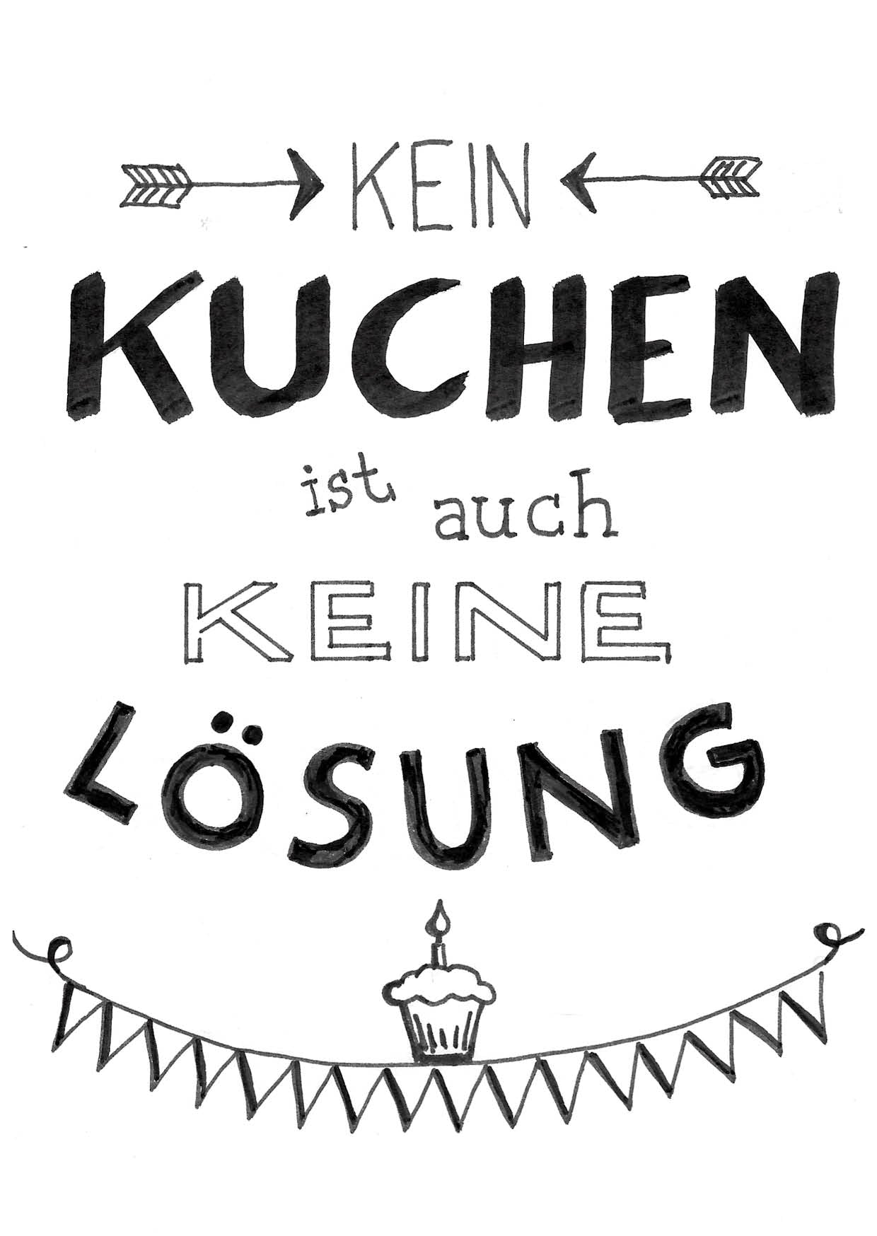 Geburtstagskarte: Kein Kuchen ist auch keine Lösung - Individuelle Einladung