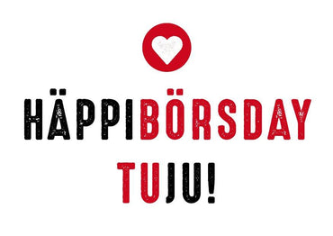 Glückwunsch - Postkarte: HÄPPI BÖRSDAY - Individuelle Einladung